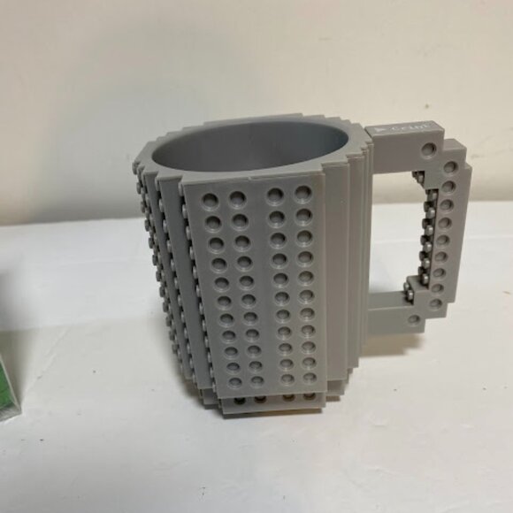 Cribl LEGO Compatible Novelty Coffee Cup Grey Build-On Brick Mug 12oz - Picture 7 of 8